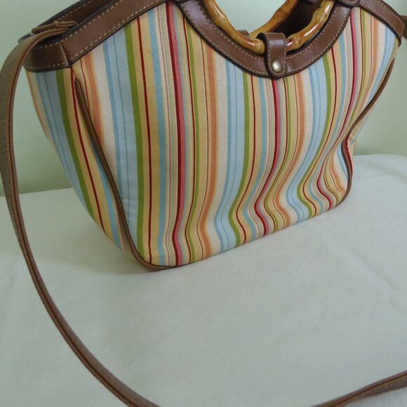 Vintage Relic Canvas Faux Bamboo Handles Haute Hippie BoHo Chic Retro Mod GoGo - Picture 3 of 11